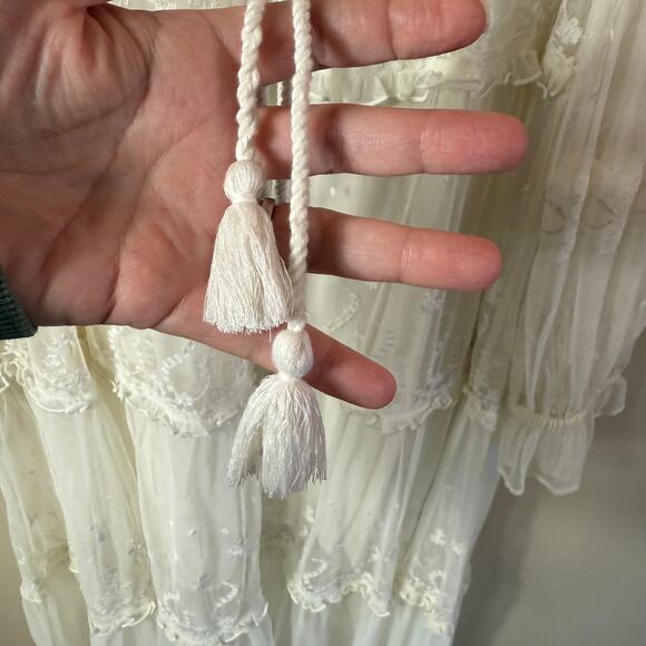 Free People Stevie Maxi Dress Mesh Embroidered Boho Western SZ XL Bridal - Picture 5 of 13